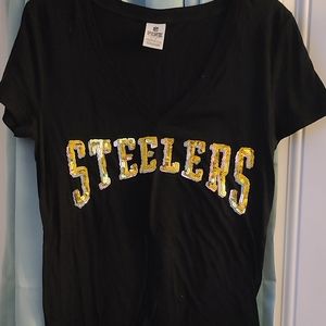 Victoria's secret pink v-neck, size large, black in color.